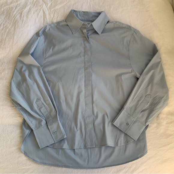 Reformation Andy Oversized Cotton Collar Button Down Up Shirt Top Horizon Blue - Picture 4 of 8